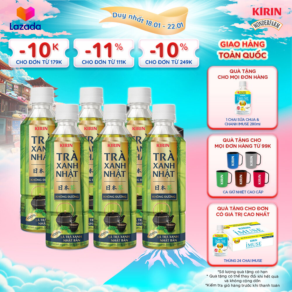   Duy nhất 25.02 - 28.02    Giao hàng toàn quốc  Lốc 6 - Trà Xanh Nhật KIRIN Không Đường 345ml 