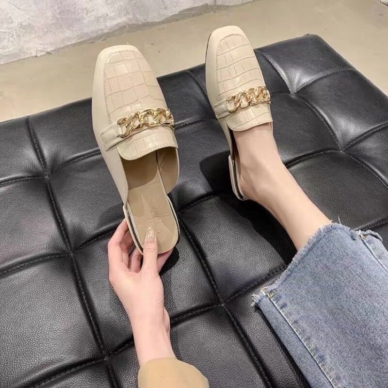( Sẵn hàng ) Dép sục da rắn khoá xích BIG SIZE 35-43