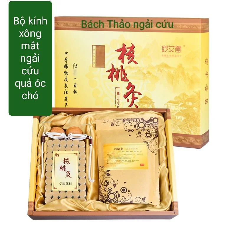 Dụng cụ xông mắt - Bộ kính xông mắt ngải cứu quả óc chó dùng trong diện chẩn