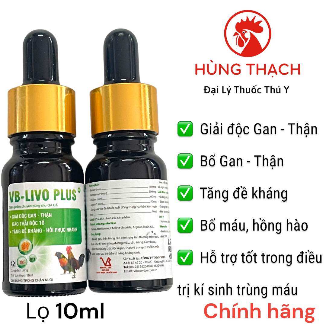 VB Livo Plus 10ml giải độc gan thận, bổ gan thận cho gà , tăng đề kháng, hồi phục nhanh