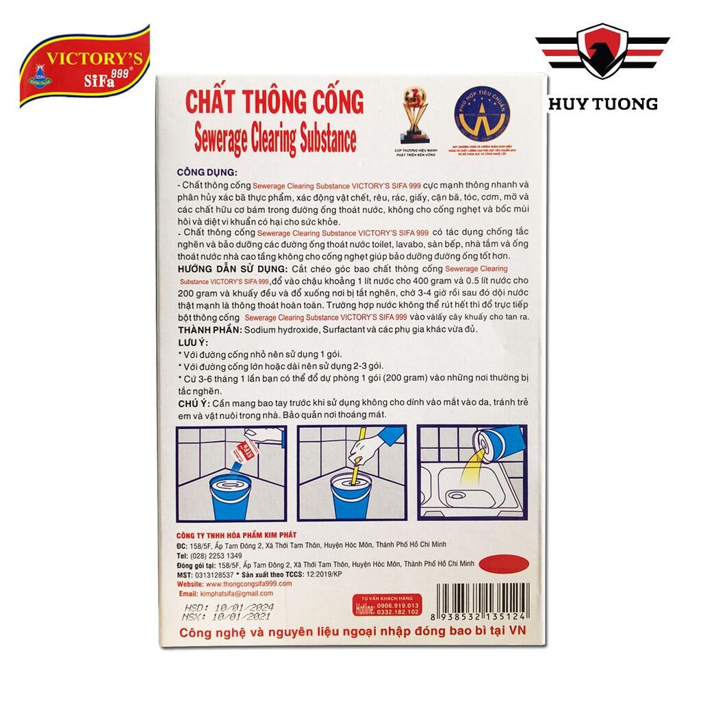 Bột Thông Cống Victory's SiFa 999, Chất thông cống.
