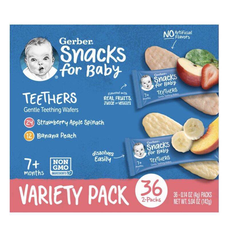 r(Date 20/10/2024 - Nhập Mỹ) Bánh gạo xốp ăn dặm Gerber Teethers cho bé từ 7 tháng