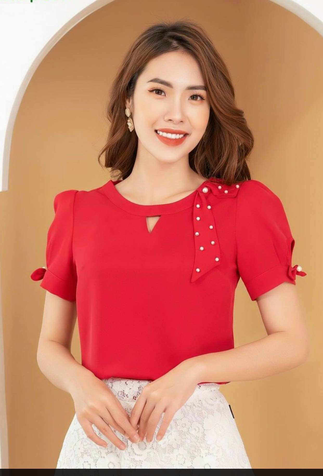 Áo công sở SU108 thiết kế tay ngắn cách điệu fullsize thanh lịch sang trọng - Nguyễn Tư Shop