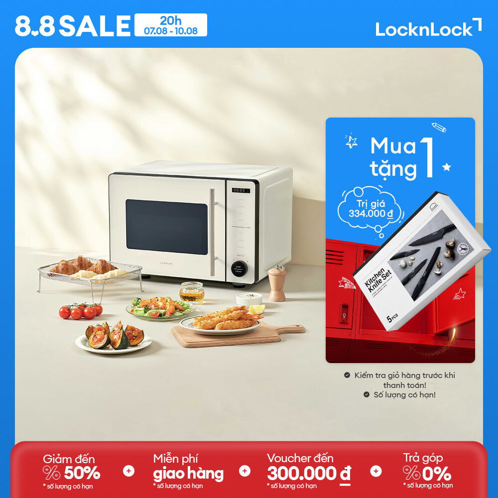 Lò chiên không dầu kết hợp lò vi sóng LocknLock Rangefryer EJF294IVY - Bảo hành 2 năm - Hàng chính hãng
