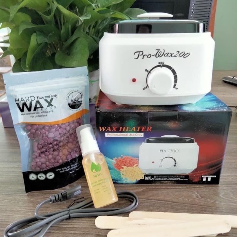 [Đủ Bộ Wax Lông Tại Nhà Cao Cấp Kèm Mỡ Chăn] Combo Nồi Nấu Sáp Wax Lông Bản Pro Wax 200 Cao Cấp Sáp Mỡ Chăn Tặng Que