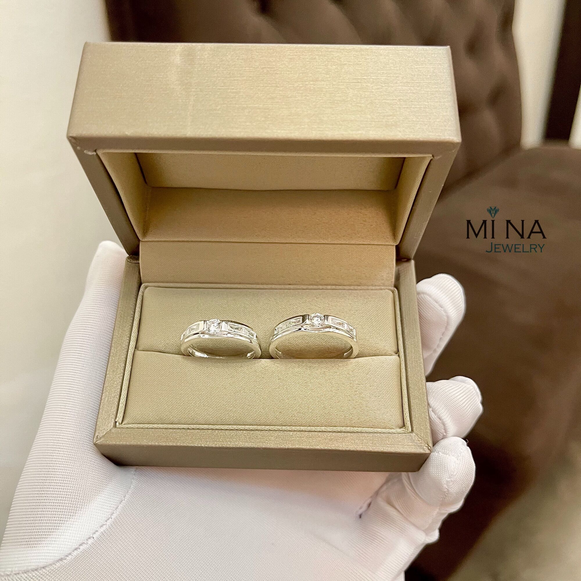 Nhẫn Cặp nhẫn đôi bạc cao cấp khắc tên nam nữ - Cam kết chuẩn bạc 078