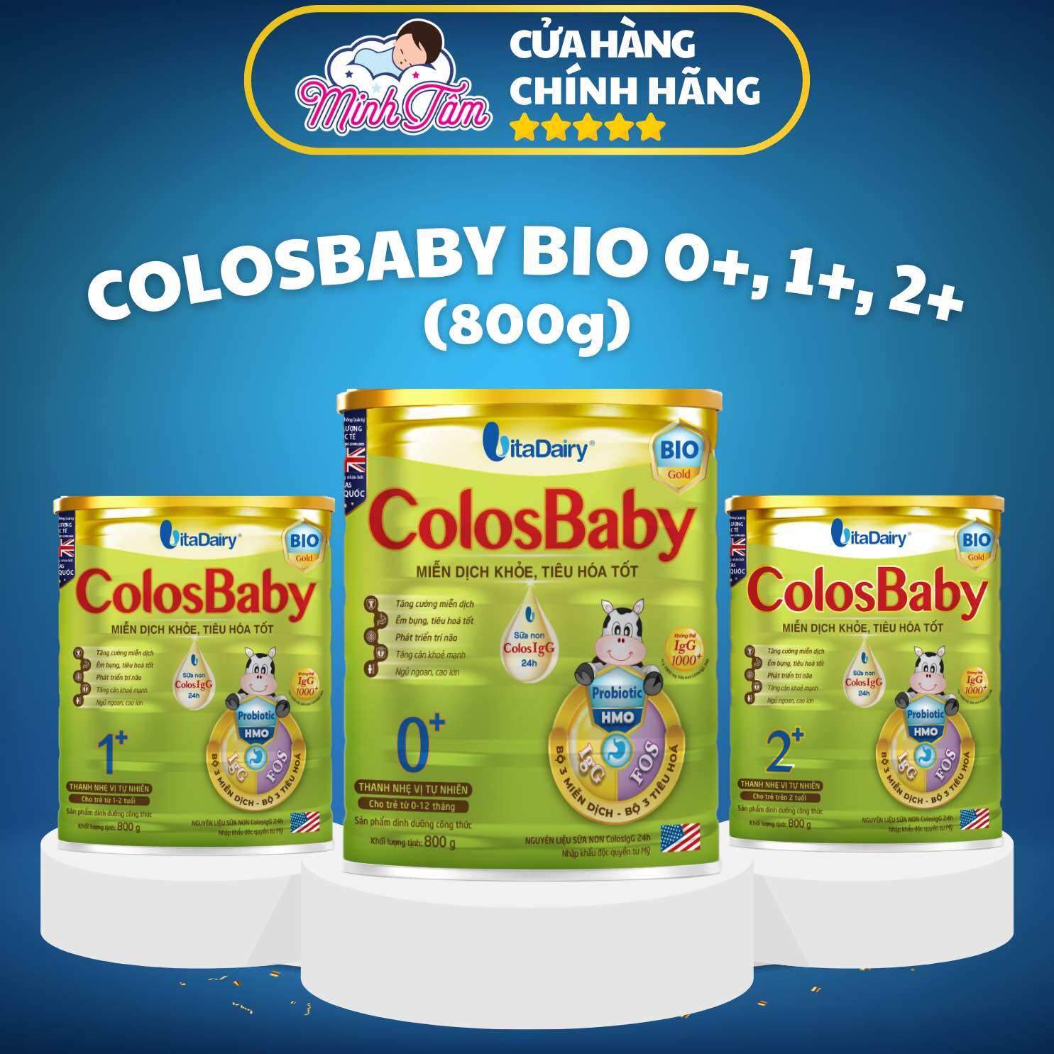 [Date mới, Mã QR] Sữa bột Colosbaby Bio Gold 0+, 1+, 2+ (800g)