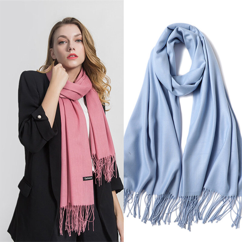 Năm 2022 Thời Trang Mùa Đông Nữ Khăn Mỏng Khăn Choàng Và Len Nữ Chắc Chắn Nữ Hijab Stoles Dài Cashmere Khăn Choàng Pashmina Foulard Đầu Khăn Choàng Cổ