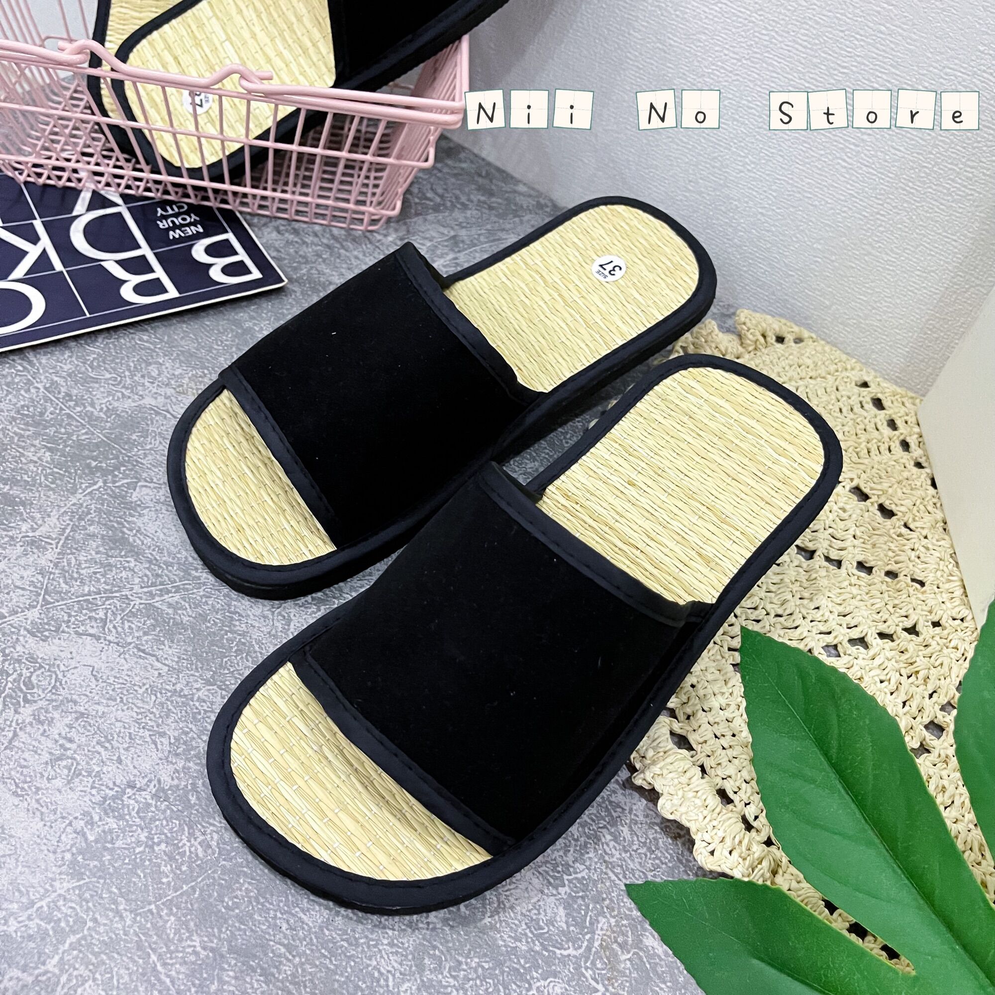 [ND022] Dép chiếu cói quai nhung ngang