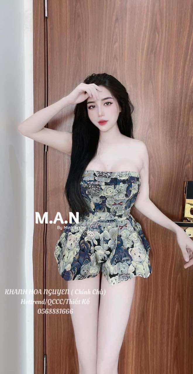 Jumpsuit gấu bố mềm có mút và dây vai