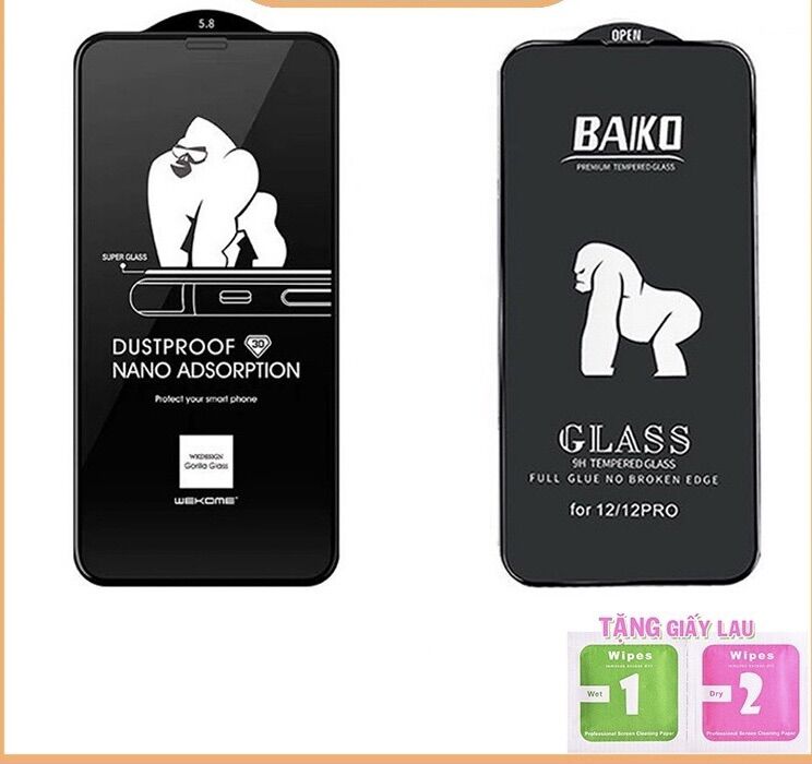 Cường Lực Iphone KingKong - Baiko Full Màn (Nobox - Tặng Giấy Lau)6/6plus/6s/6splus/7/7plus/8/8plus/x/xr/xs/11/11pro/ 11 promax/12mini/12/12 pro/12 promax/13/13mimi/13promax
