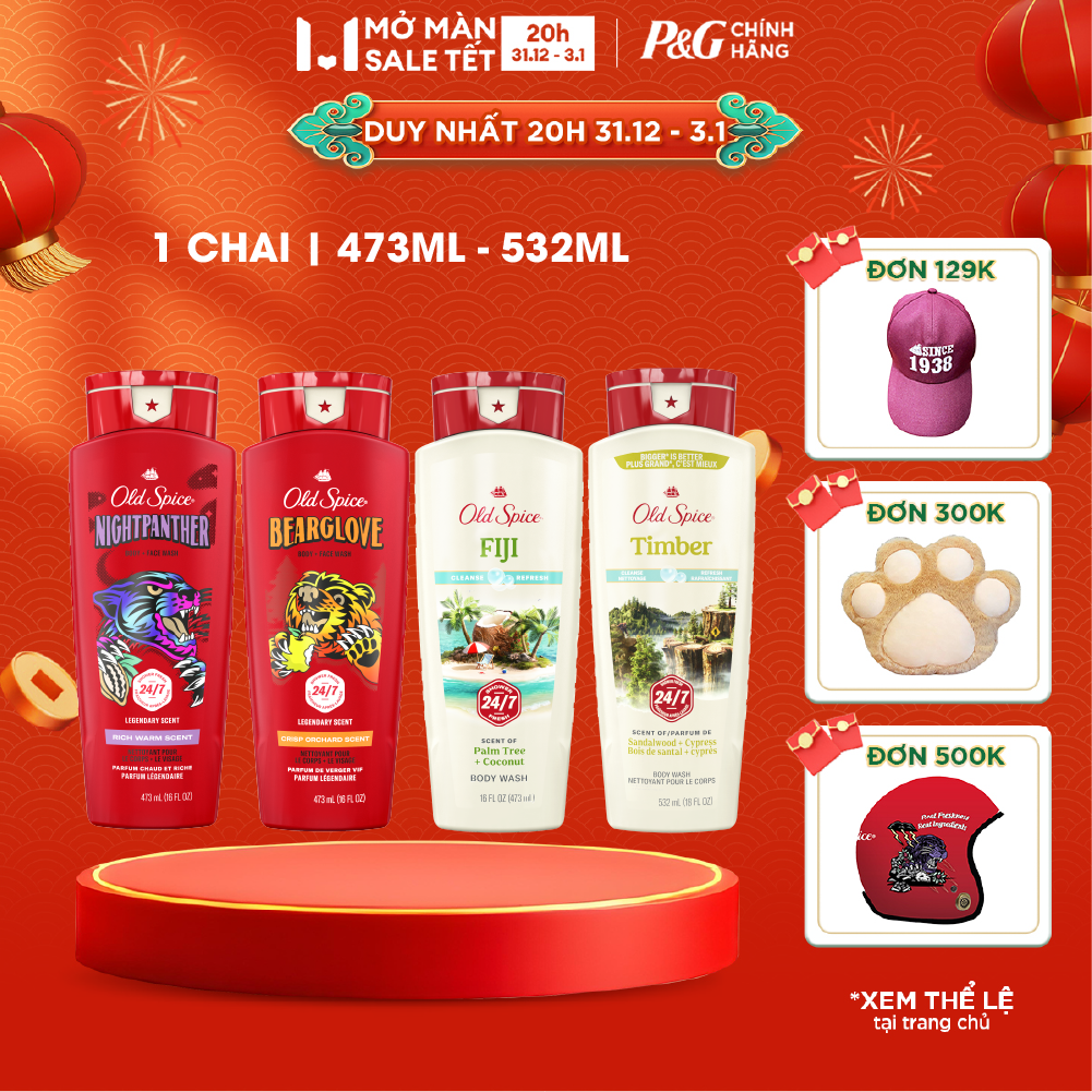  Sữa Tắm OLD SPICE Nhập Khẩu Mỹ Dạng Gel Hương Timber  Fiji  Bearglove  Nightpanther Chai 473ML 