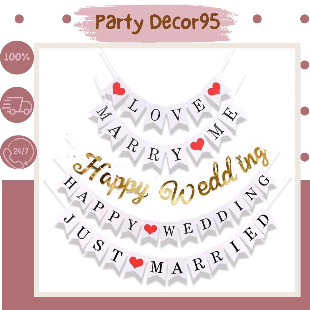 Dây treo chữ Happy Wedding trang trí phòng cưới, đám cưới