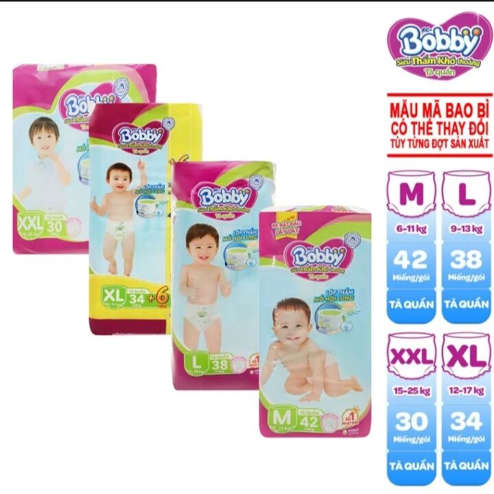 [GIÁ SỐC] Bỉm tã quần Bobby chính hãng size L ( L38 tặng 6 miếng)