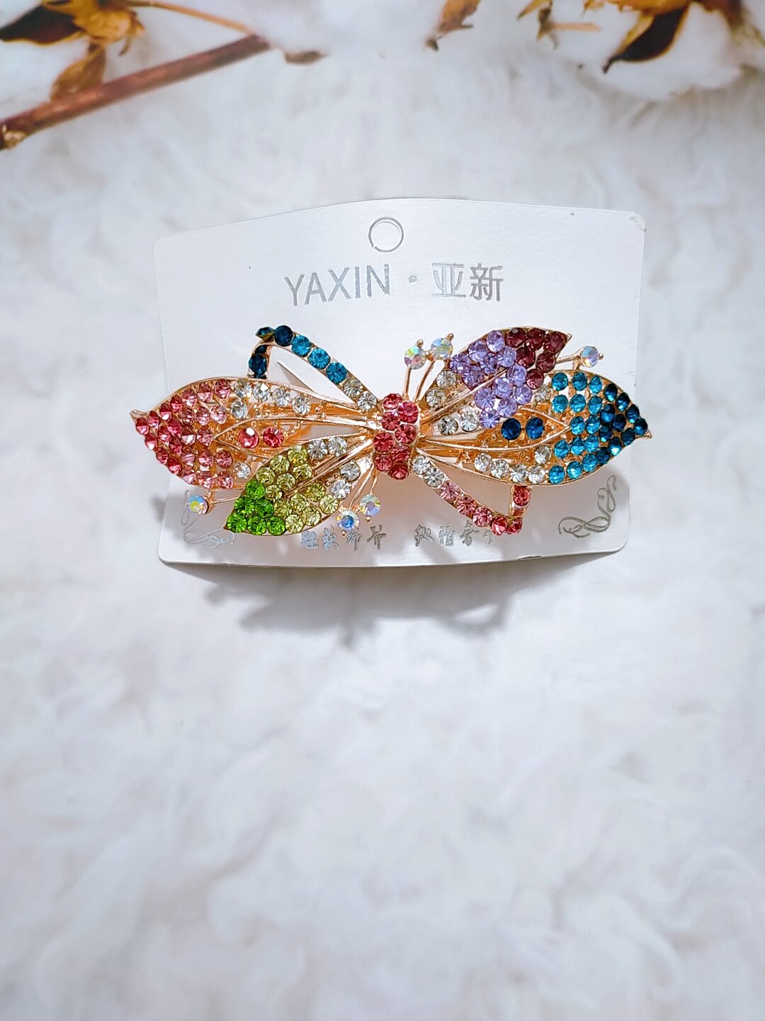kẹp tóc đính đá phía sau gọng 8cm