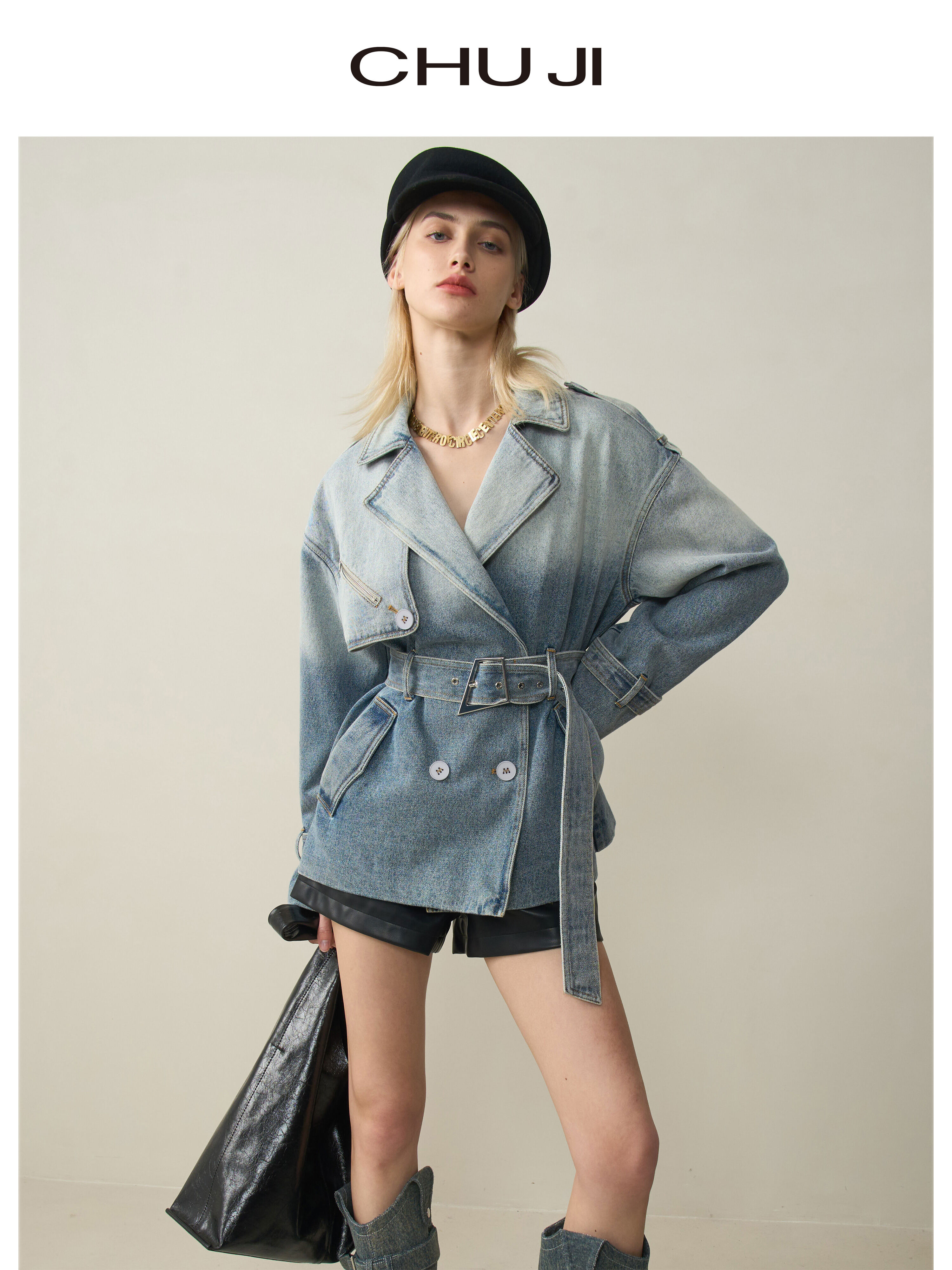 CHU JI | Stylish Gradient Denim Jacket for Petite Women - Thương hiệu CHU JI Giá 3,683,000 Đồng*Miễn phí vận chuyển
