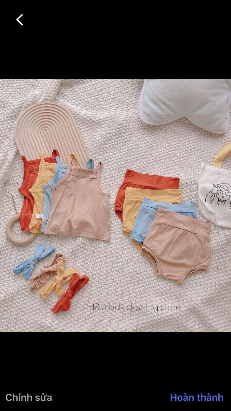 Set bộ 2 dây cotton mát quần chíp rời kèm tu ban siêu xinh bé gái 5-15kg