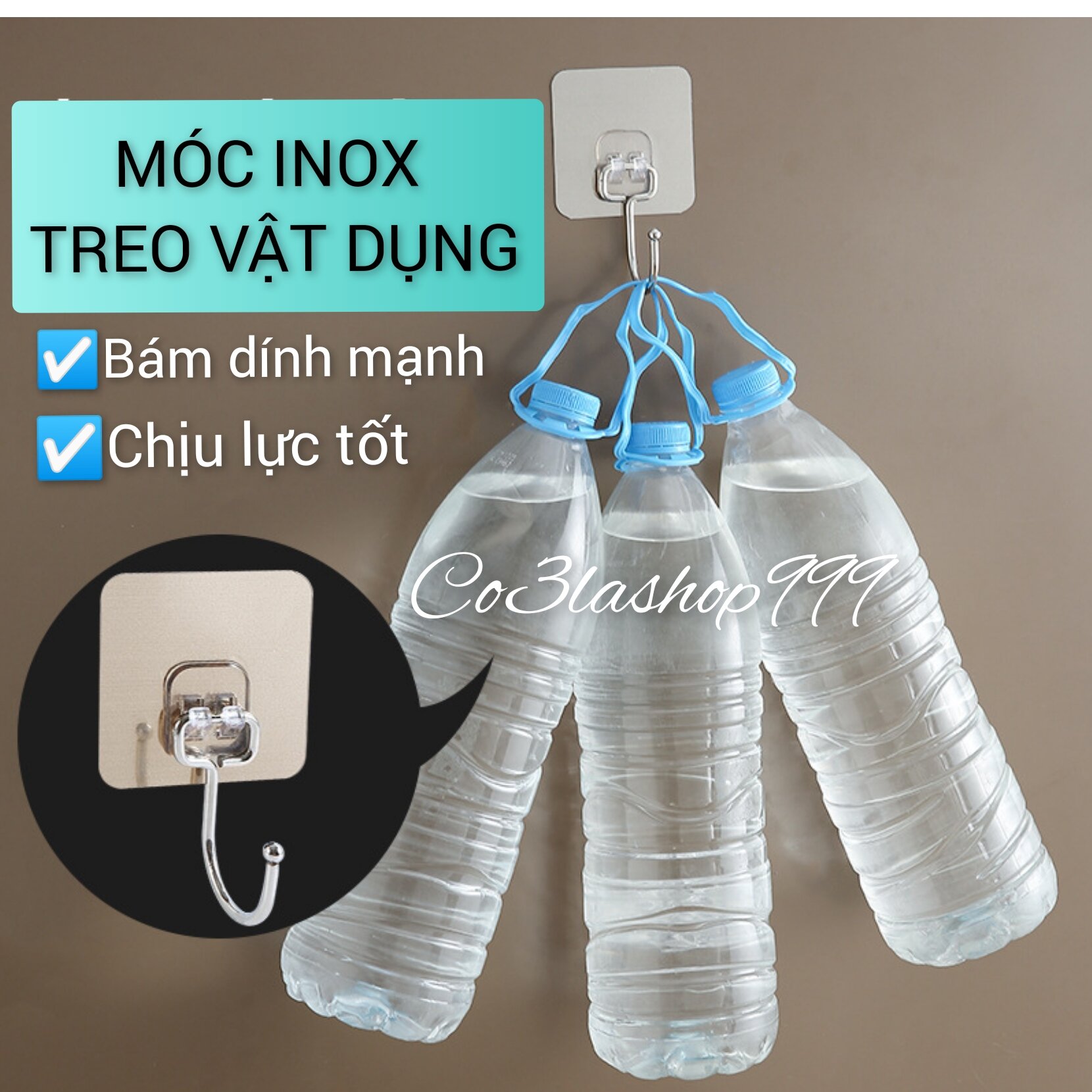 Móc Dán tường mạ inox treo vật dụng gia đình xoay 180 độ