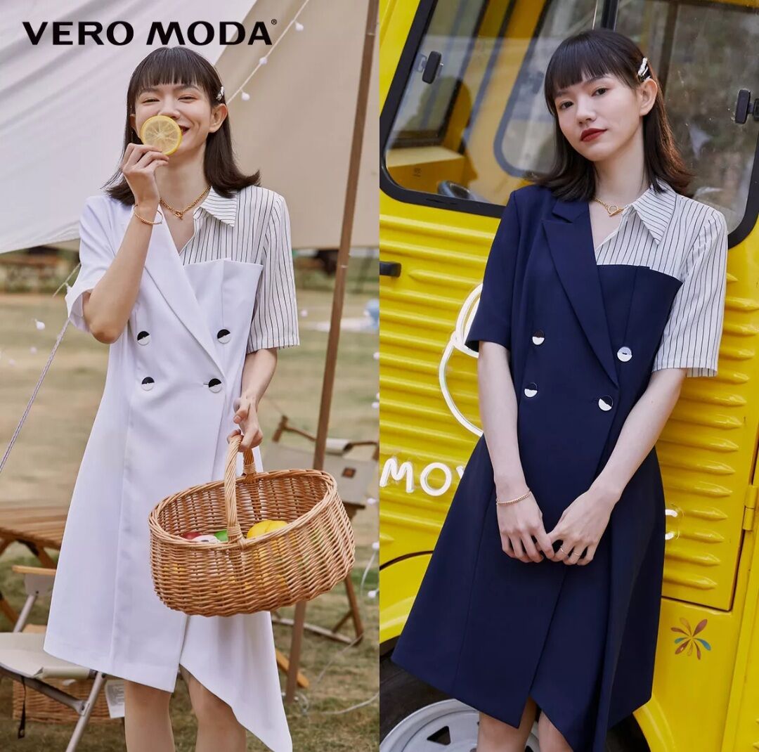 Vero Moda Đầm váy cổ vest phối sơmi vạt đắp chéo sale