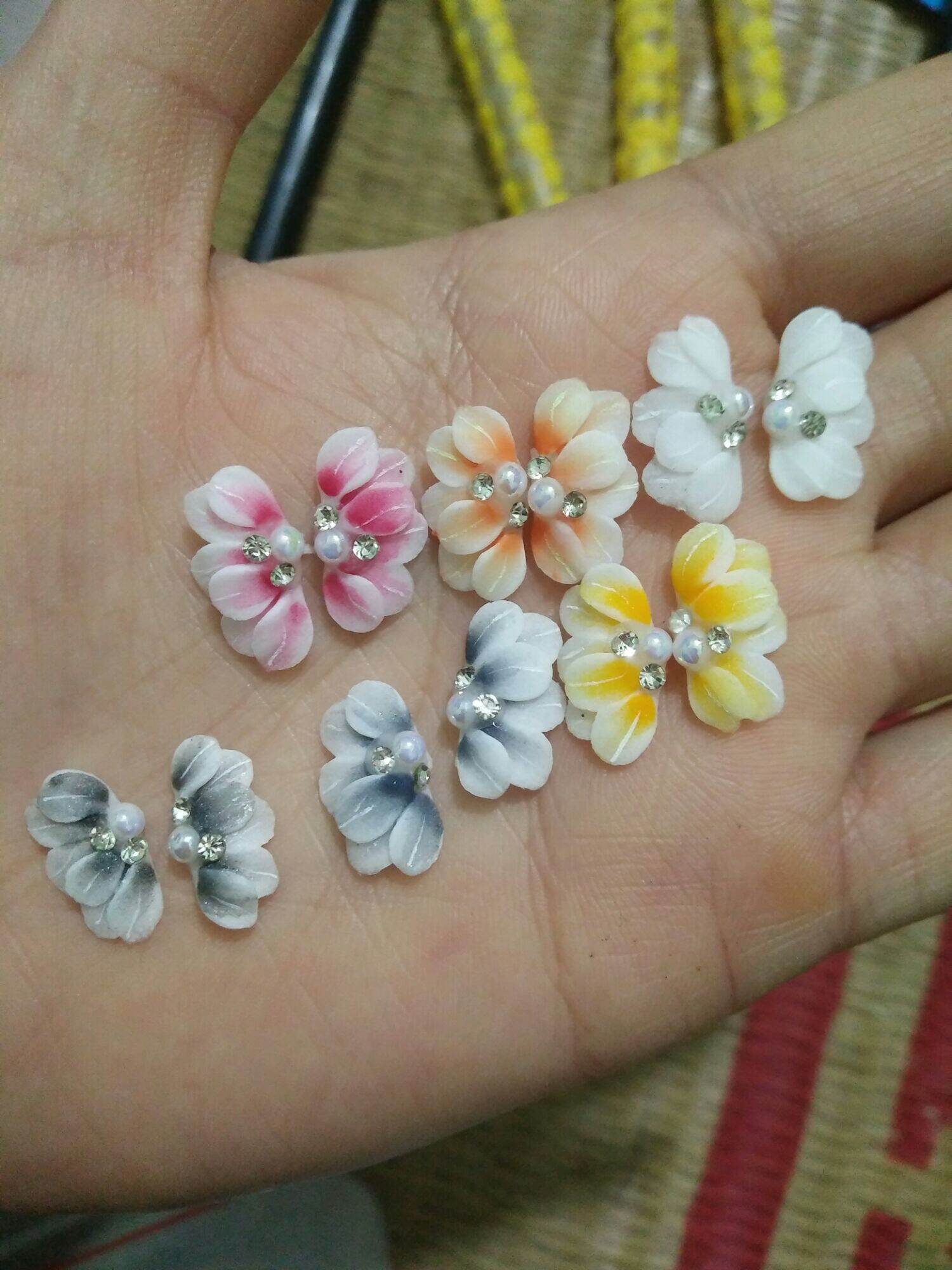 Hoa bột nail cúc ruby cánh tròn sẽ 10 bông