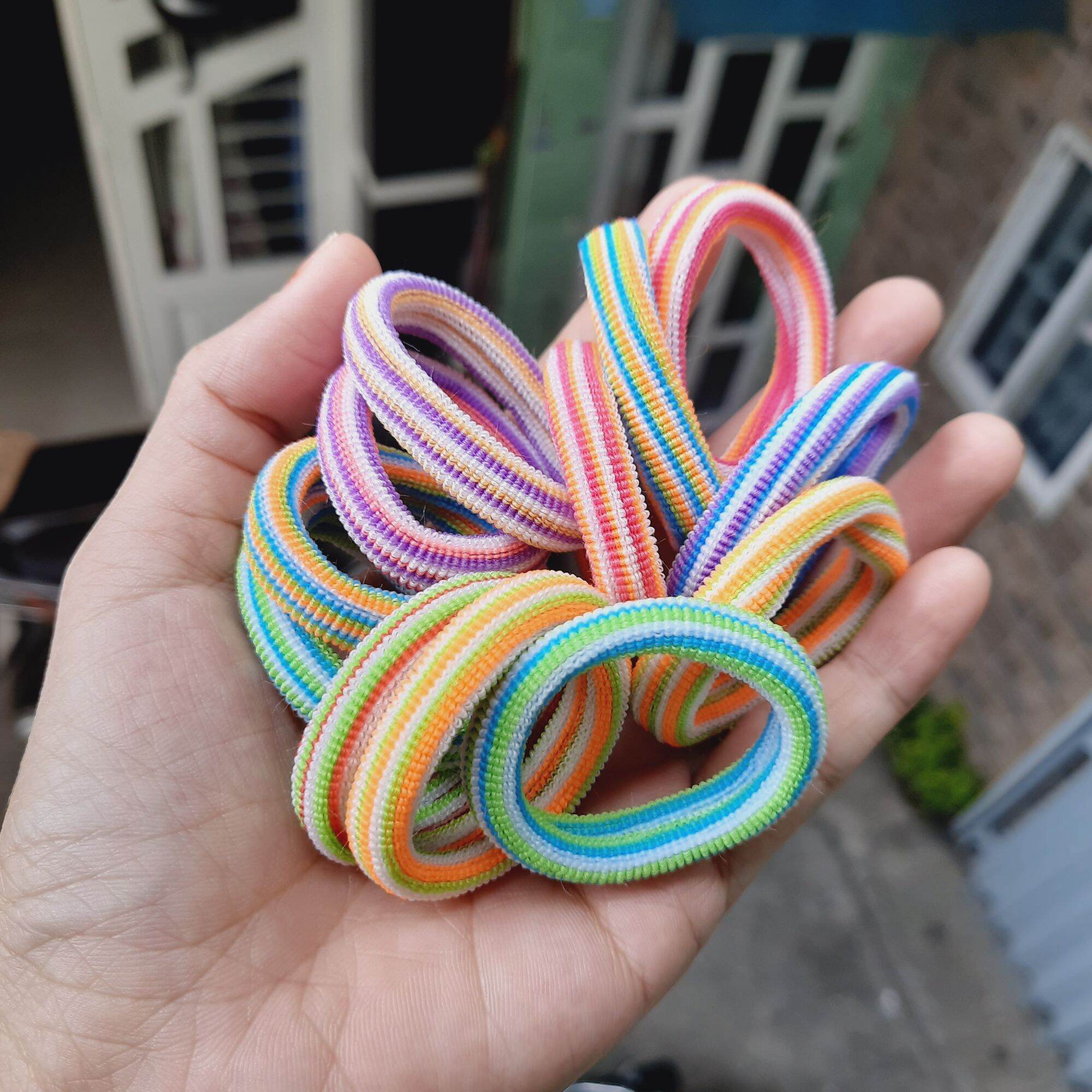 Túi 48 thun cột tóc sọc màu tươi,mềm,co giản loại nhỏ