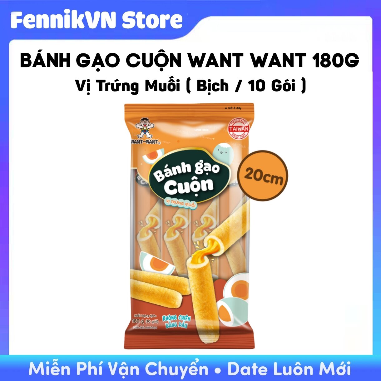 Bánh gạo cuộn want want vị trứng muối 180g