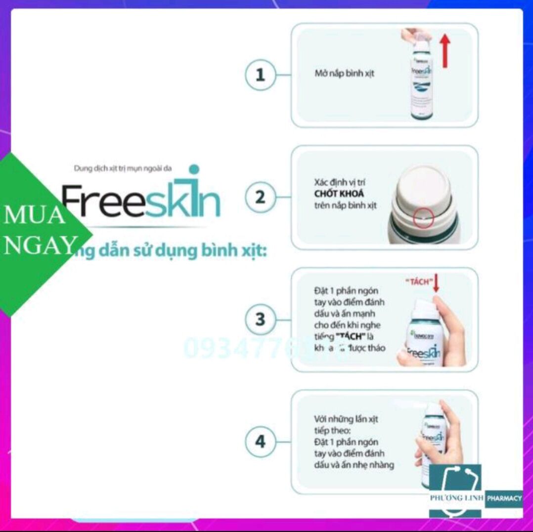 Freeskin dung dịch xịt mụn 80ml và gel tắm 250ml