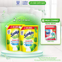 Nước Rửa Chén Bát Sunlight Chanh 100 Sạch Nhanh Xả Bọt Nhanh Rửa Sạch Dầu Mỡ | Túi 3.5KG/3.1KG