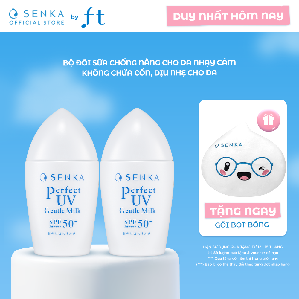 Bộ đôi Sữa chống nắng cho da nhạy cảm SENKA PERFECT UV GENTLE MILK 40MLX2