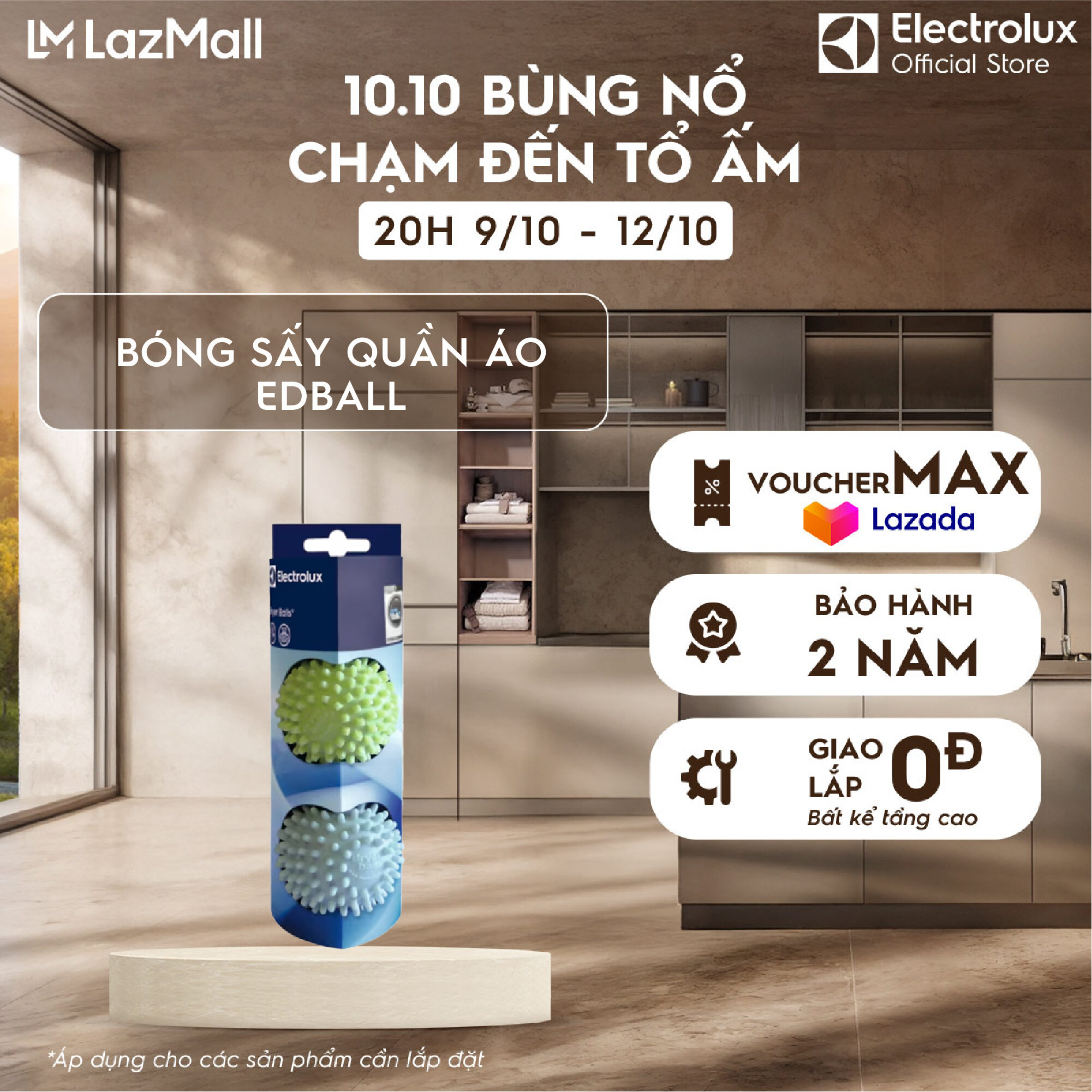 Bóng giặt sấy quần áo Electrolux tương thích hầu hết các dòng máy giặt, máy sấy