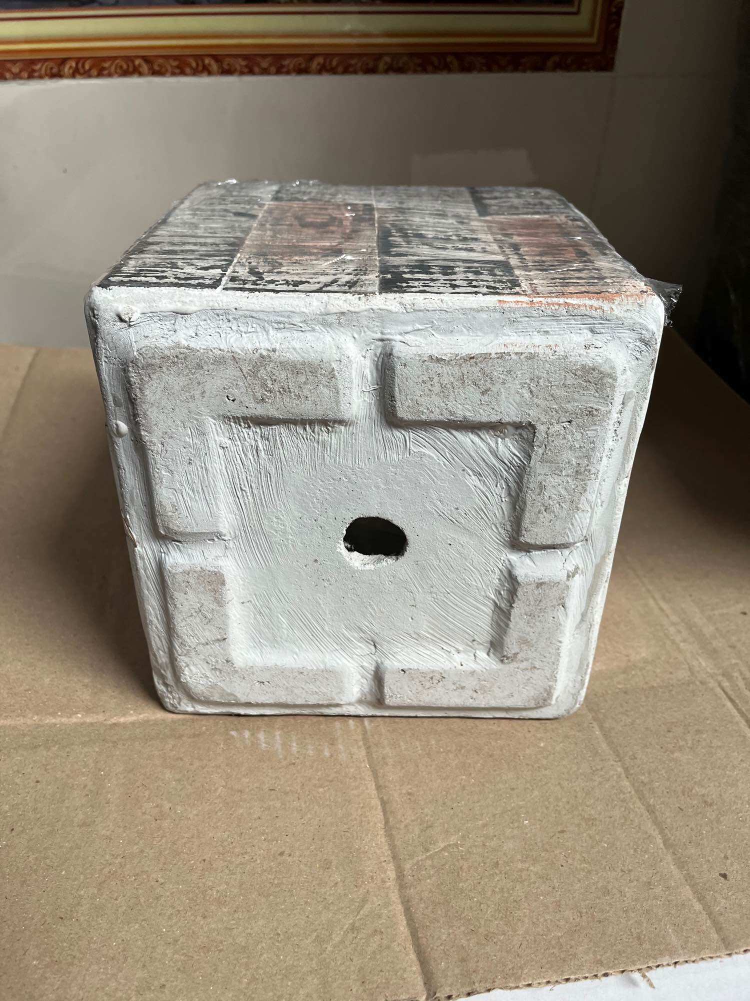 Chậu vuông xi măng nhẹ Vân gỗ đk 17 cm