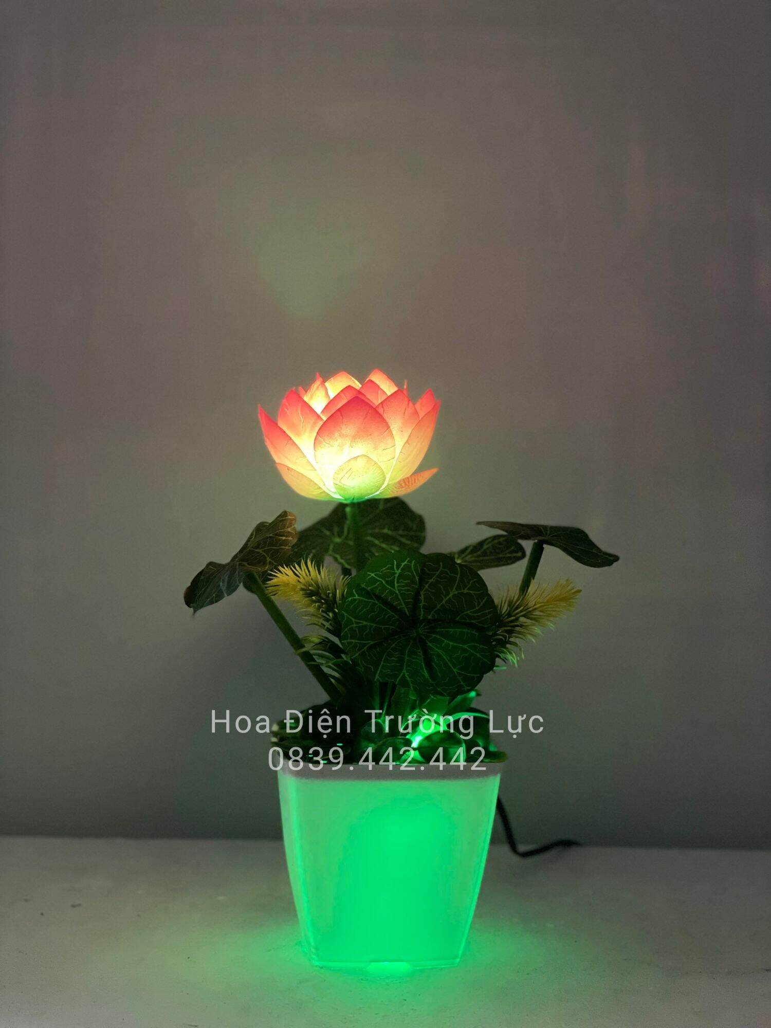 Đèn hoa sen trang trí bàn thờ cao 30 cm