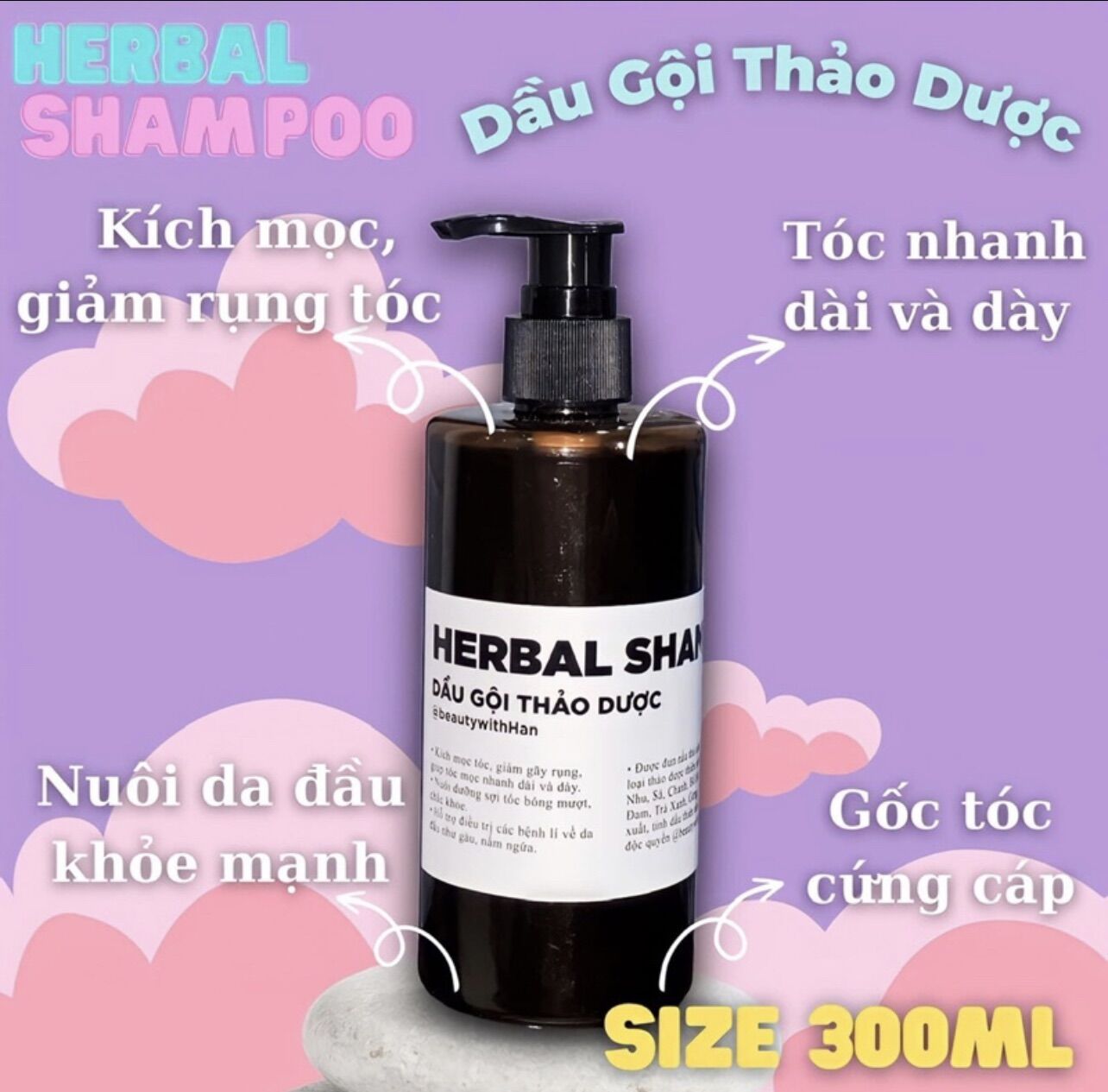 Dầu gội thảo dược bồ kết - bưởi nhà làm trị rụng tóc và kích thích mọc tóc