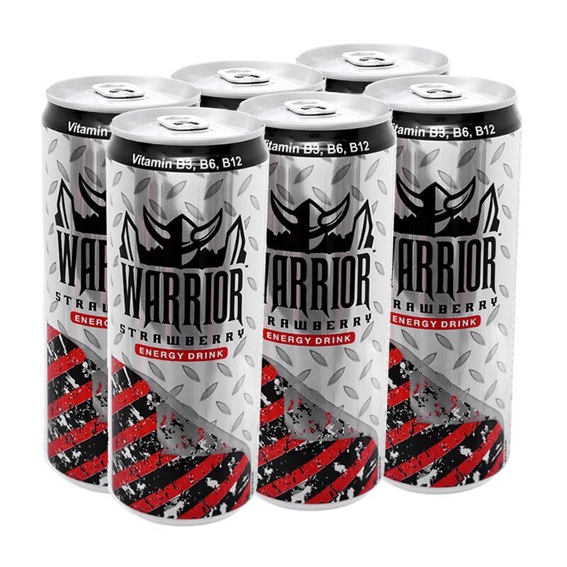 1 Lốc 6 Lon Nước tăng lực Warrior dâu lon