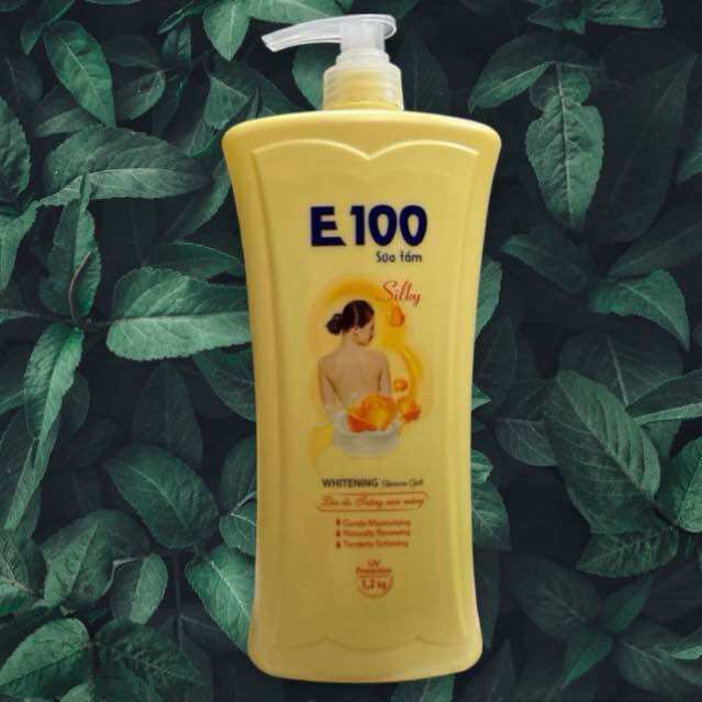 Sữa tắm trắng da e100 silky 1,2 lít, hương hoa hồng nồng nàn quyến rũ