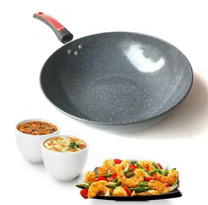 Chảo vân đá sâu lòng cán đỏ size 32cm dùng được mọi loại bếp