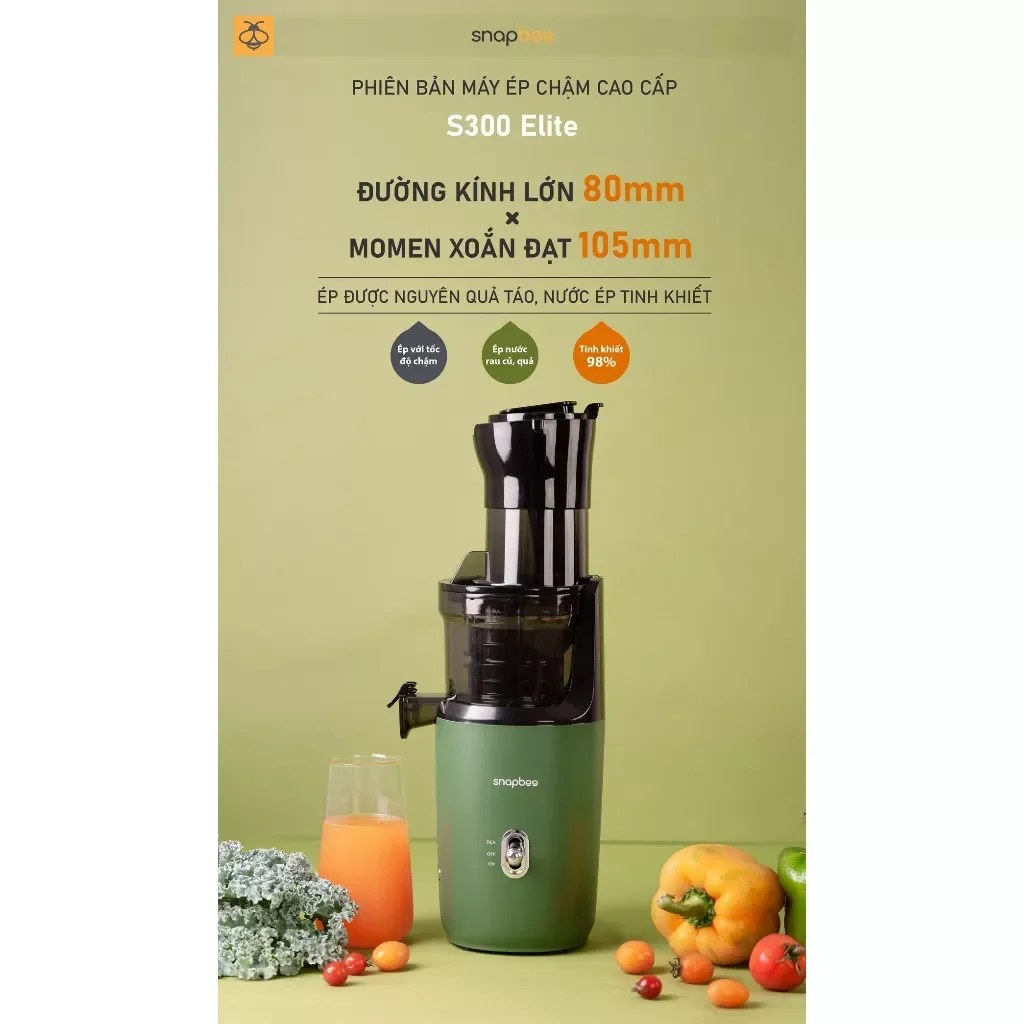 💥GIAO HỎA TỐC 💥MÁY ÉP CHẬM SNAPBEE S300 ELITE ÉP CẢ QUẢ BẢO HÀNH 24 THÁNG