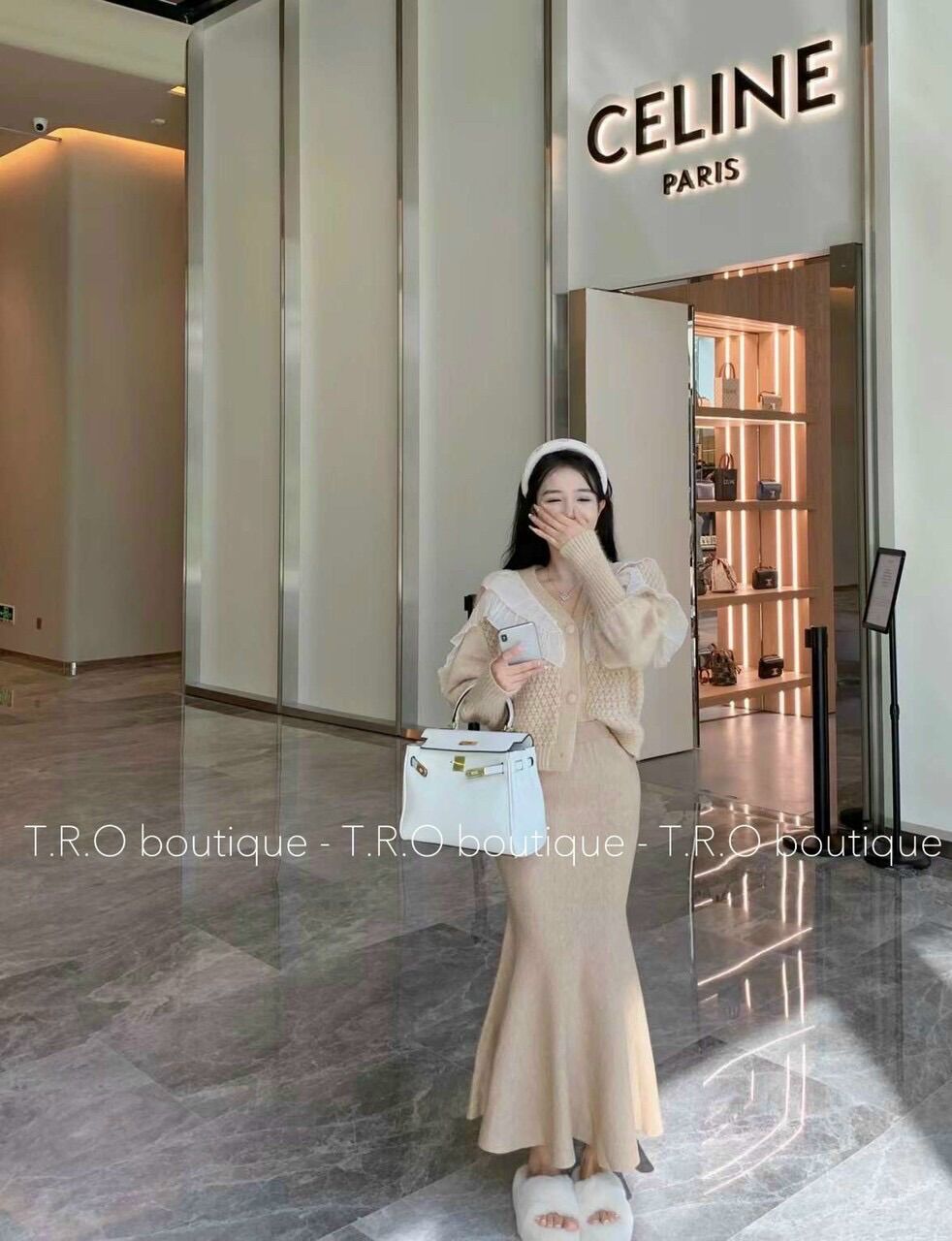 #803 Chân váy len đuôi cá dáng dài 80cm hàng Quảng Châu