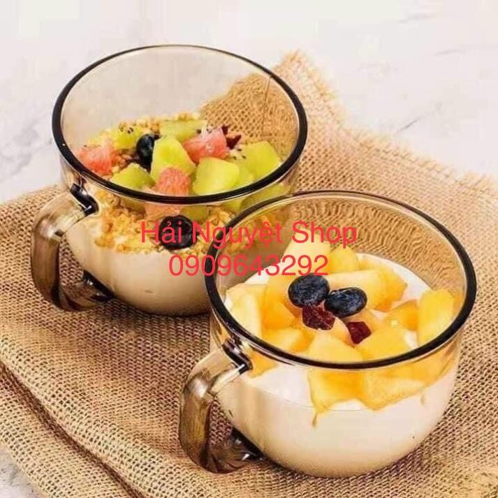 Ly / Cốc Thủy Tinh Có Quai Màu Hổ Phách 480ml