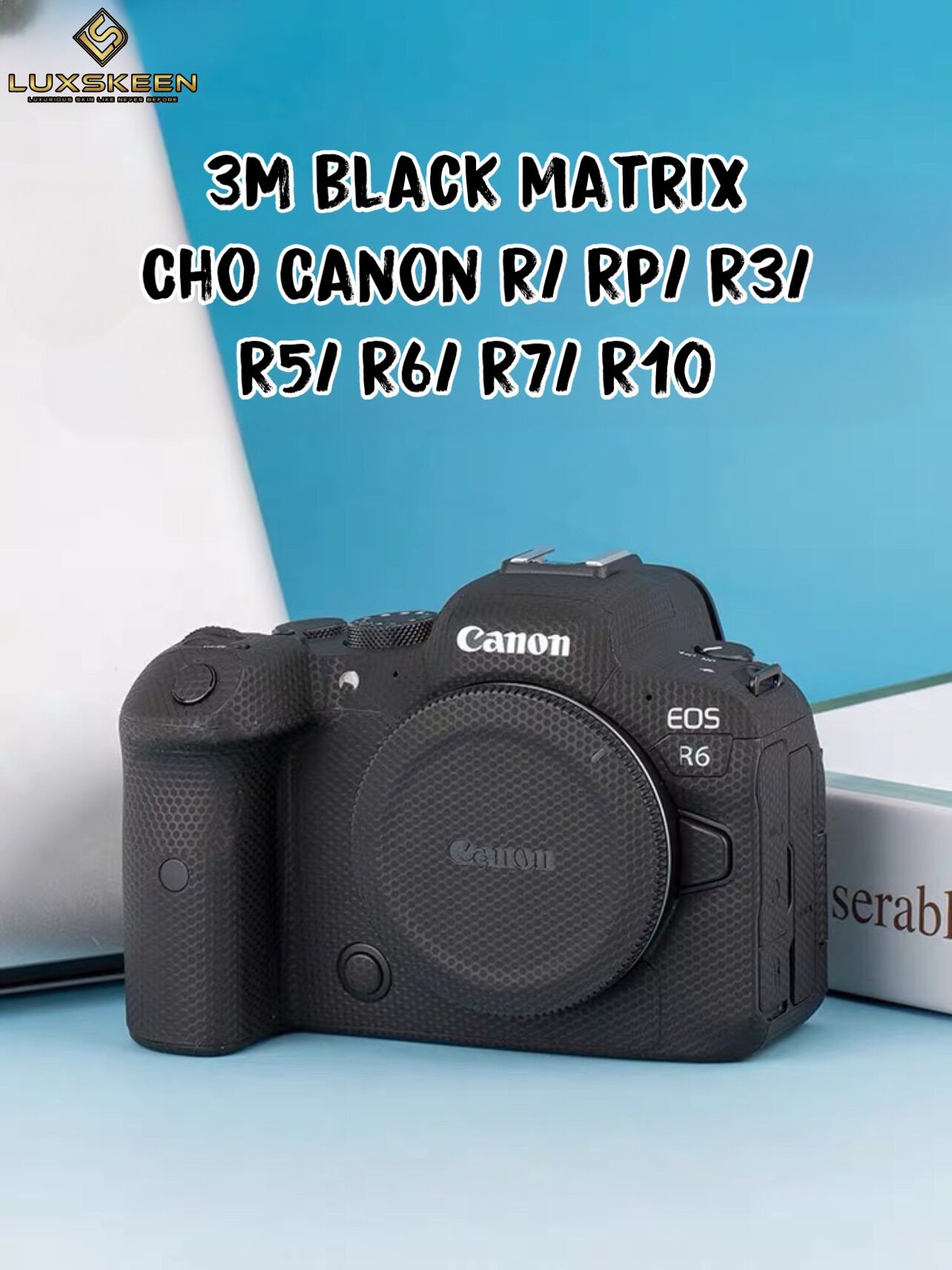 Miếng dán, skin 3M mẫu matrix black, có mẫu cho các dòng Canon Mirroless R/rp/r5/r6...