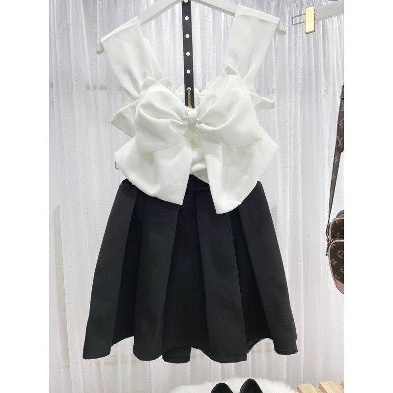 sét áo NƠ xinh chân váy xếp ly