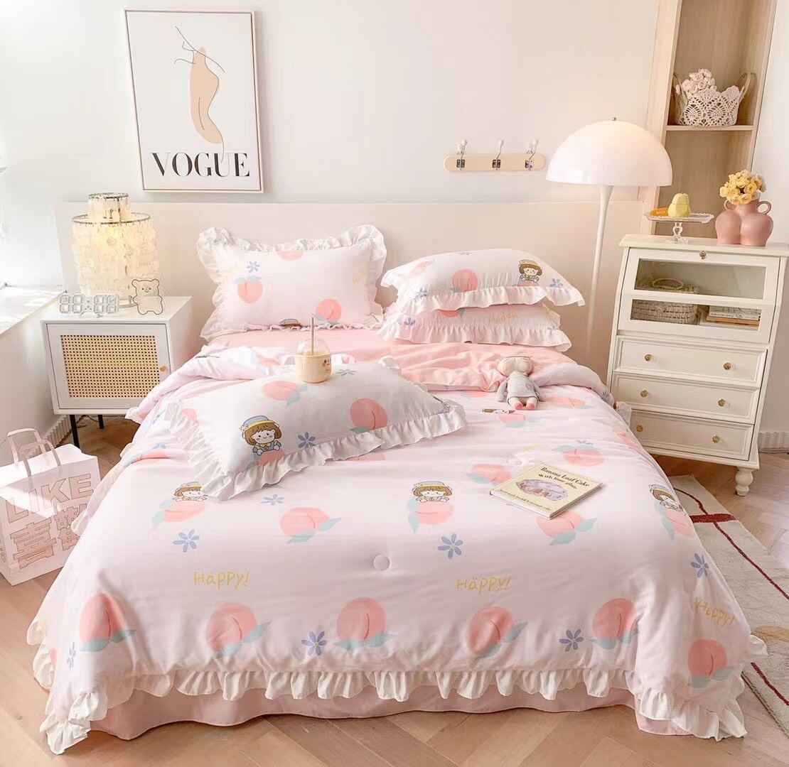Bộ chăn ga đũi mềm viền bèo