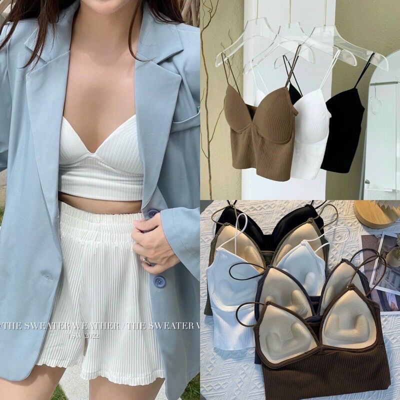 Áo bra thun tăm quai mảnh the.sweaterweather TSW
