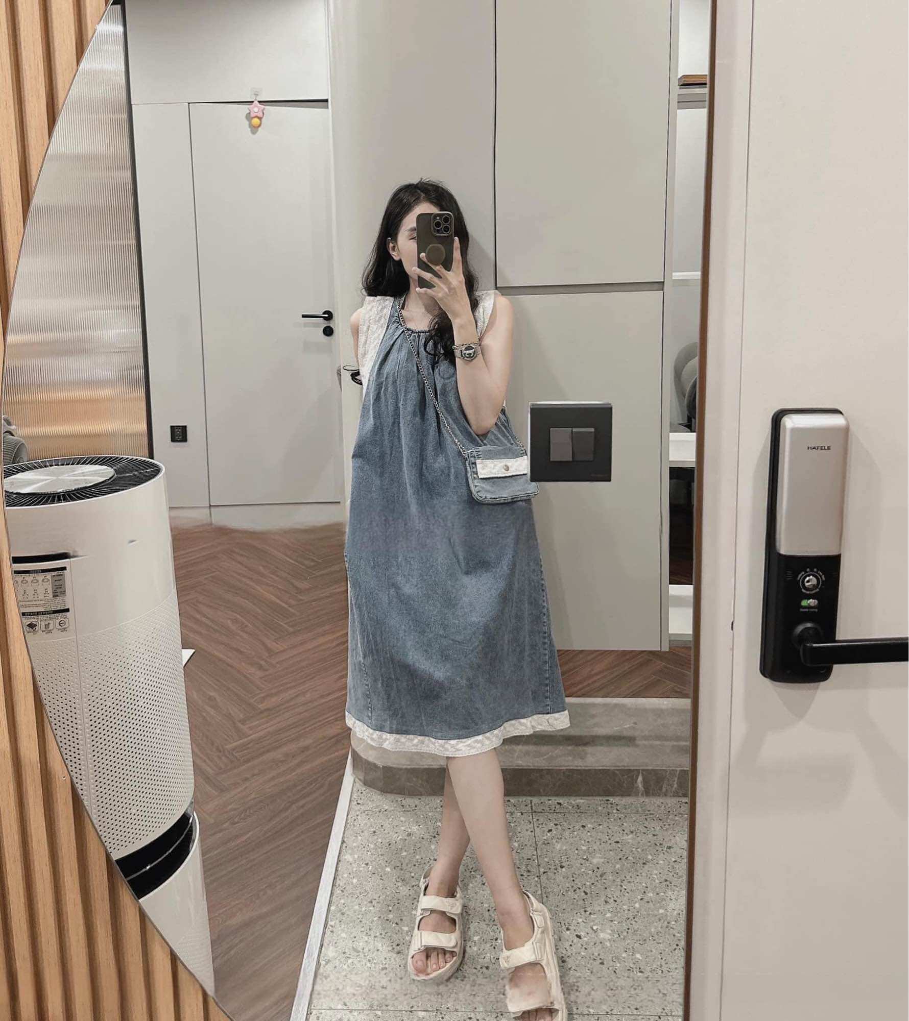 Váy đầm xuông phối viền kh