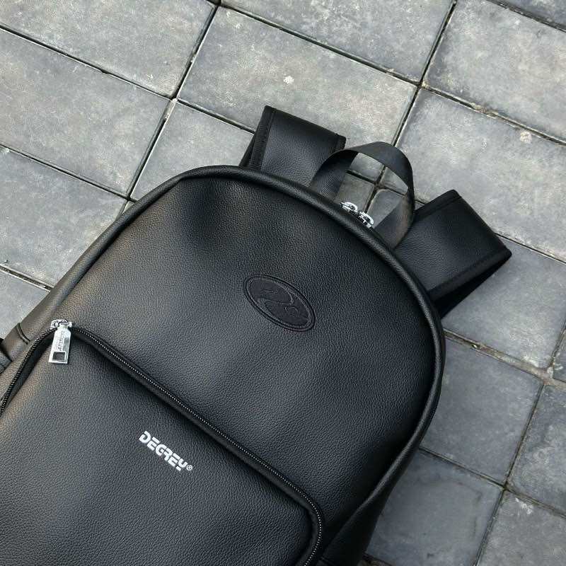 Balo DG Leather Basic Backpack Chất Da Simili Cao Cấp Chống Nước Cặp Da Đi Học Màu Đen Thời Trang Balo 2810 Shop