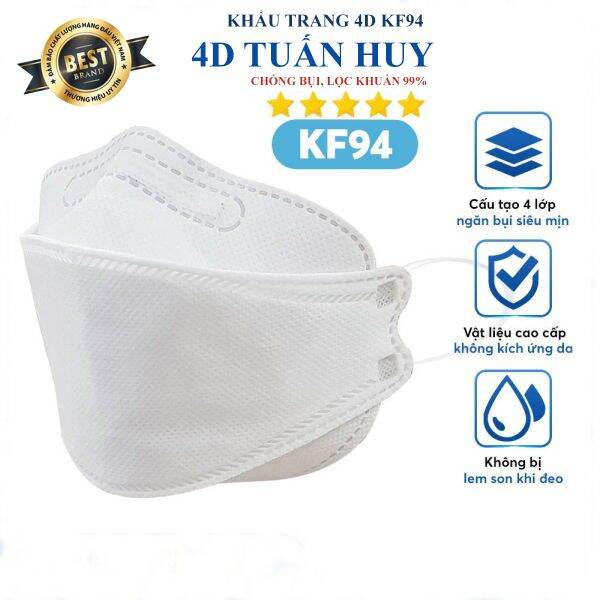 Khẩu trang kf94 4d tuấn huy chính hãng thùng 300 cái giá sỉ từ 10 thùng
