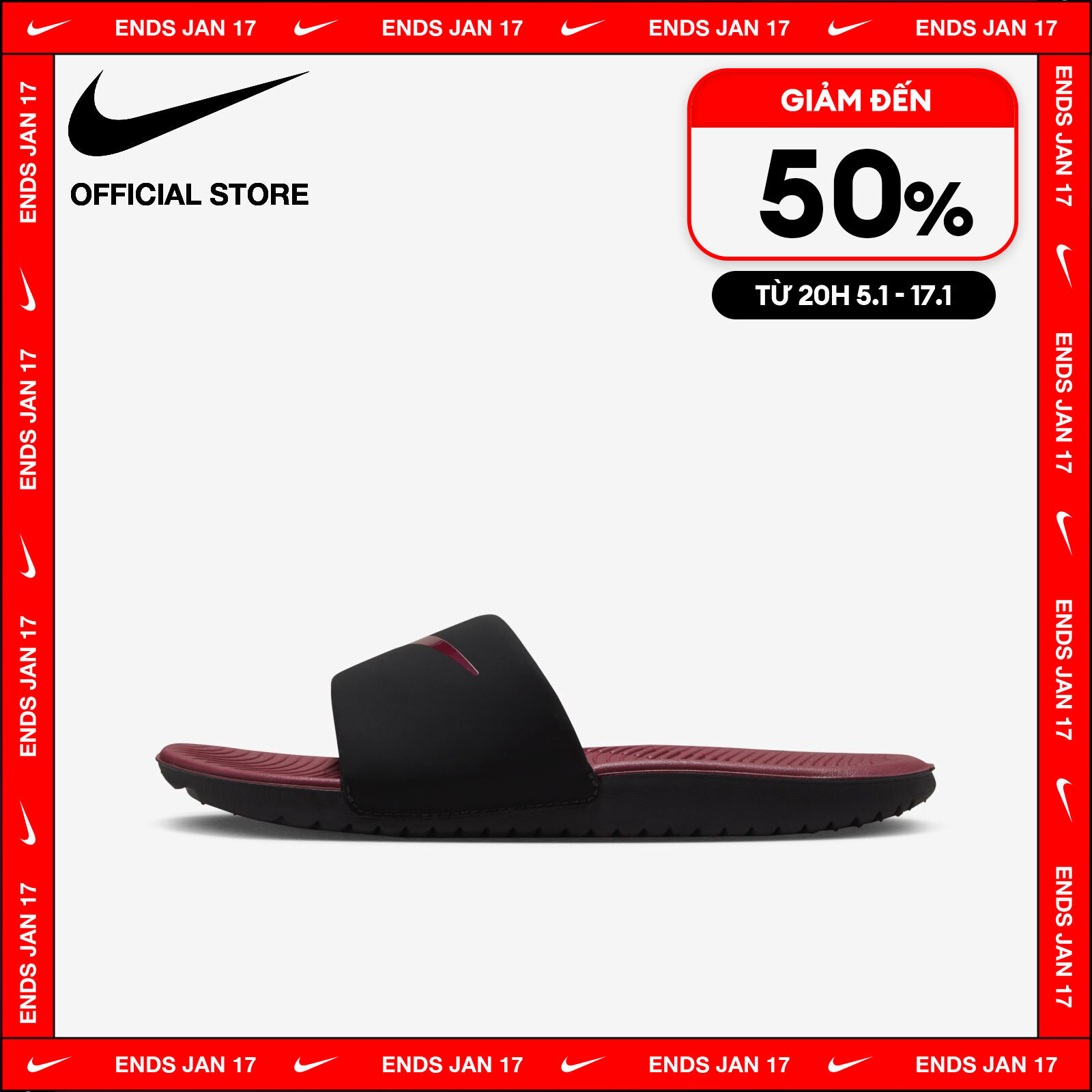 [TỪ 15-17.1 I VOUCHER 35%] Dép Quai Ngang Nike Kids' Kawa Little/Big Kids' Grade School (Boys') Slides - Black