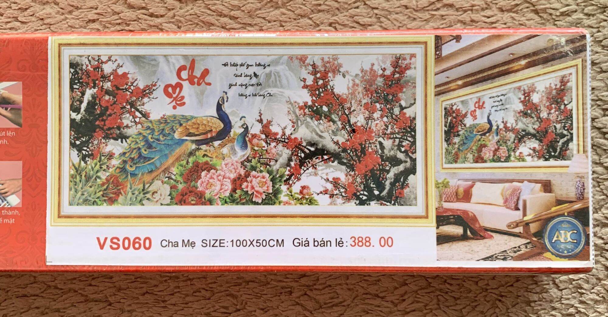 [ FREESHIP MAX-]Tranh đính đá cha mẹ đôi công lv158 KT 99x50cm[ Tranh Hà Đoàn]