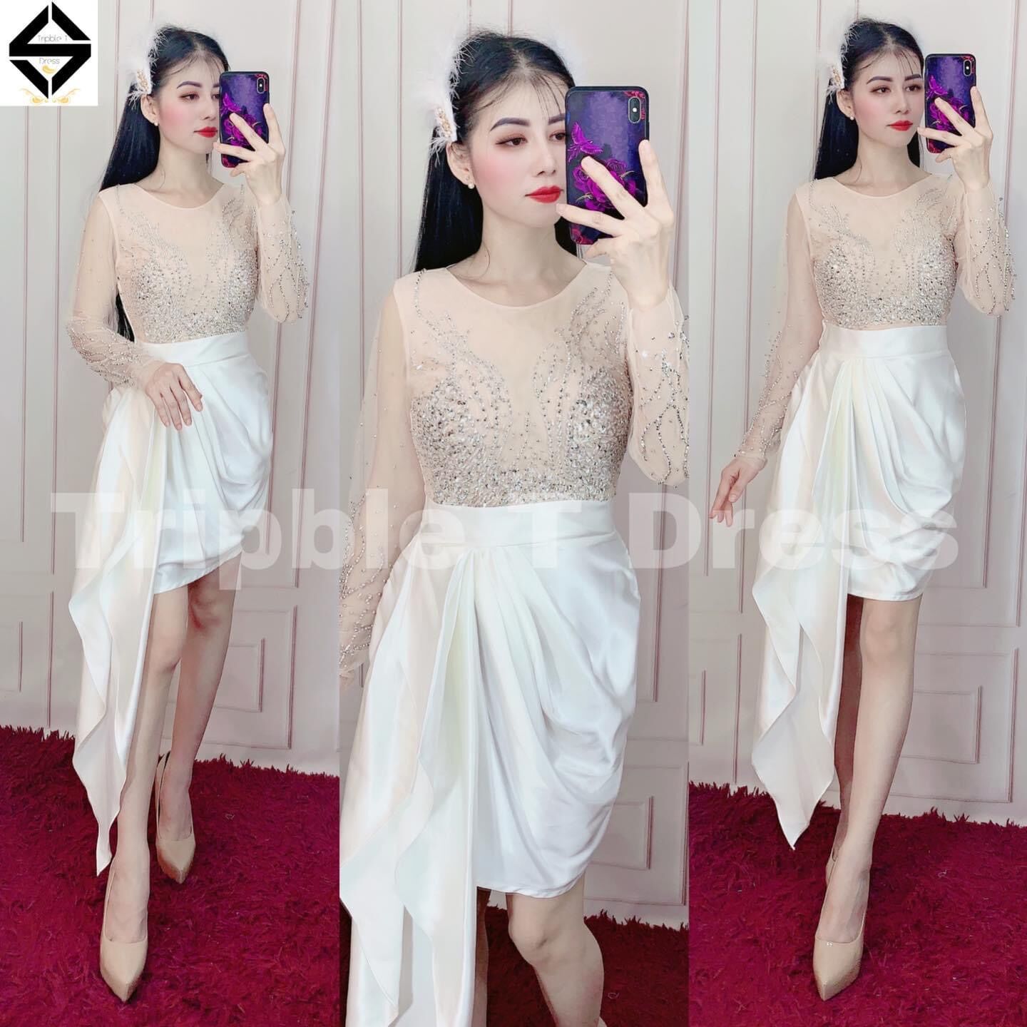 ĐẦM BODY PHỐI BÈO KẾT PHA LÊ ( ảnh thật )