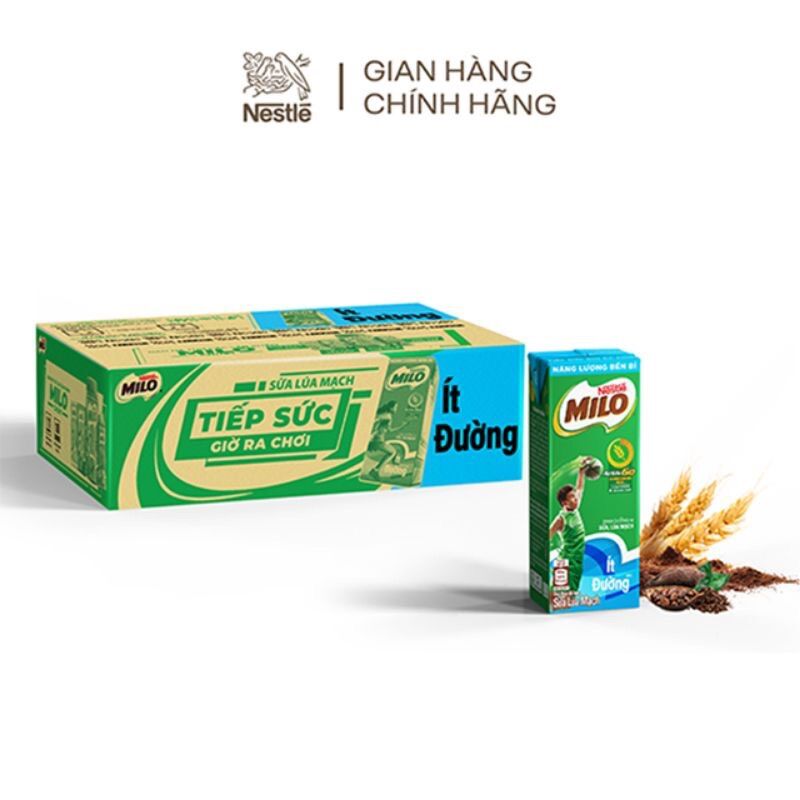 Thùng sữa Milo ít đường 48hộp x 180ml